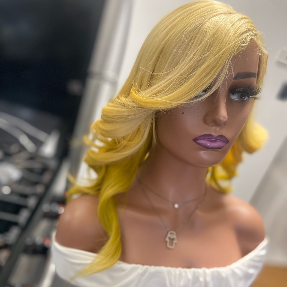 Human hair lace front wig - 20” in length: Russian Blonde Unit